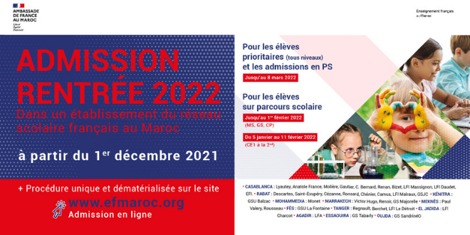 admissions inscriptions AEFE rentrée 2022